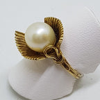 9ct Yellow Gold Large Unusual Pearl Ring