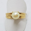 9ct Yellow Gold Pearl Wide Band Ring