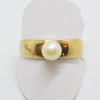 9ct Yellow Gold Pearl Wide Band Ring
