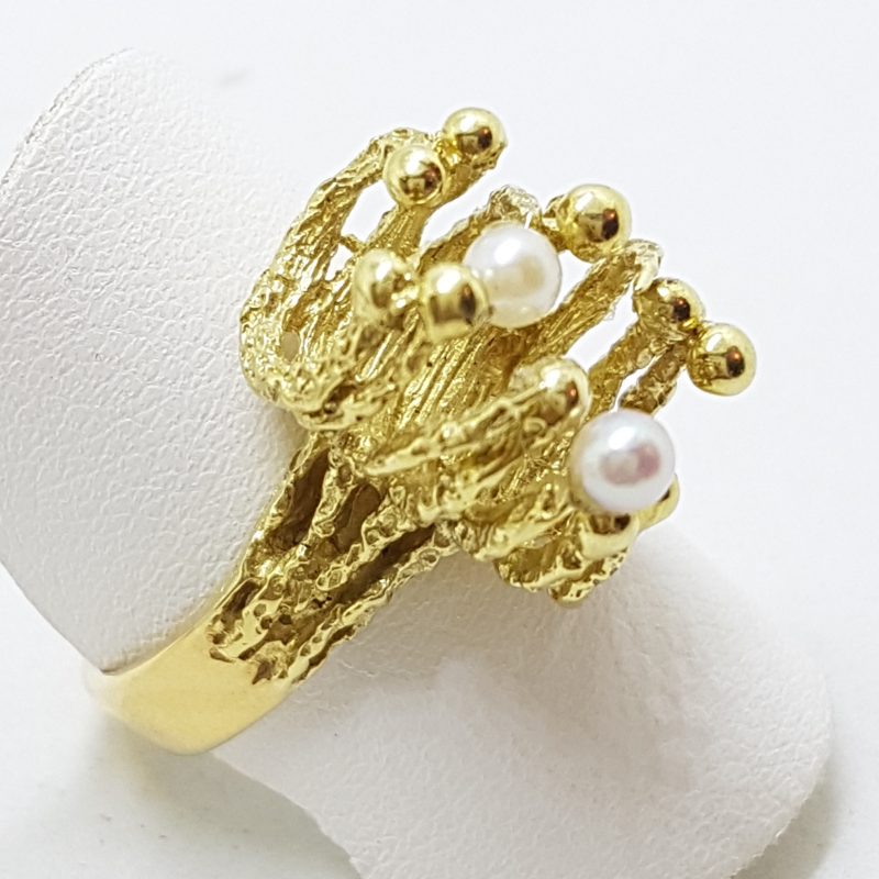 14ct Yellow Gold Large Unusual Pearl Ring