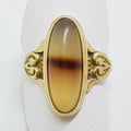 9ct Yellow Gold Oval Ornate Agate Ring