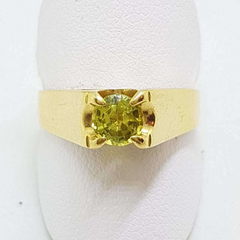 18ct Yellow Gold Yellow/Green Sapphire Solitaire Ring