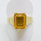 9ct Yellow Gold Rectangular Claw Set Yellow Paste Ring