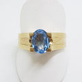 9ct Yellow Gold Oval Claw Set Topaz Ring