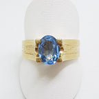 9ct Yellow Gold Oval Claw Set Topaz Ring