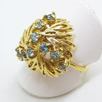 14ct Yellow Gold Large Ornate Topaz Round Cluster Ring - Antique / Vintage