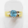 9ct Yellow Gold Square High Claw Set Topaz Ring