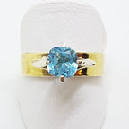 9ct Yellow Gold Square High Claw Set Topaz Ring