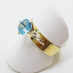9ct Yellow Gold Square High Claw Set Topaz Ring
