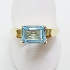 9ct Yellow Gold Rectangular High Claw Set Topaz Ring