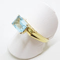 9ct Yellow Gold Rectangular High Claw Set Topaz Ring