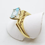 9ct Yellow Gold Rectangular High Claw Set Topaz Ring
