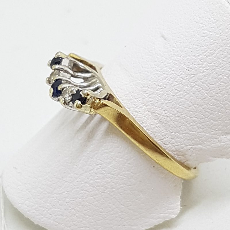 9ct Yellow Gold Sapphire and Diamond Curved Eternity/Wedding Ring