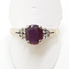 18ct Yellow Gold Rhodolite Garnet & Diamond Oval Ring