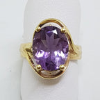 9ct Yellow Gold Large Oval Amethyst Ring
