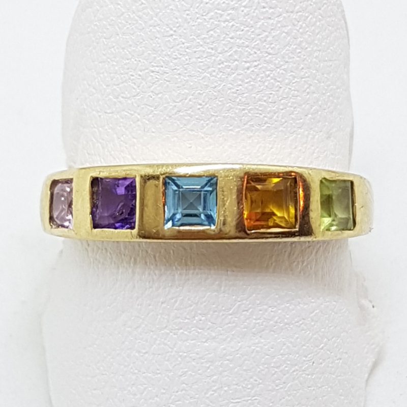 9ct Gold Multi-Coloured Gemstone Ring
