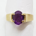 9ct Yellow Gold Amethyst Oval Ring - Antique / Vintage