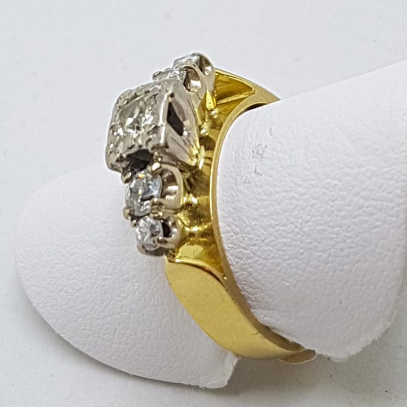 18ct Yellow Gold and Platinum 5 Diamond Engagement Ring