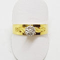 18ct Yellow Gold and Platinum Ornate Design High Set Diamond Engagement Ring