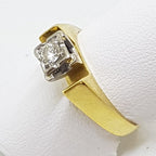 18ct Yellow Gold Solitaire Diamond Square Engagement Ring