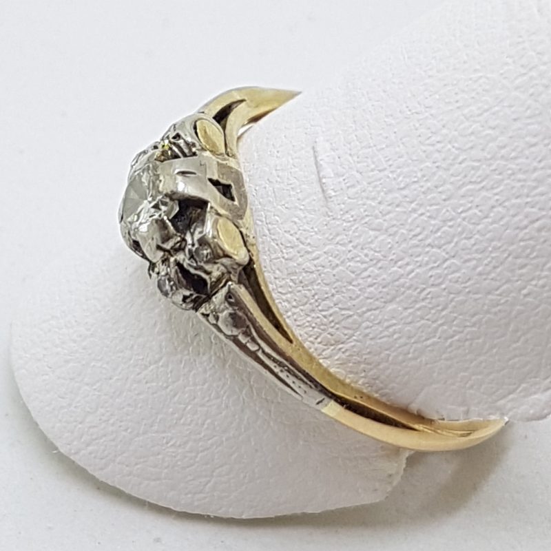 18ct Yellow Gold & Platinum Ornate Diamond Ring