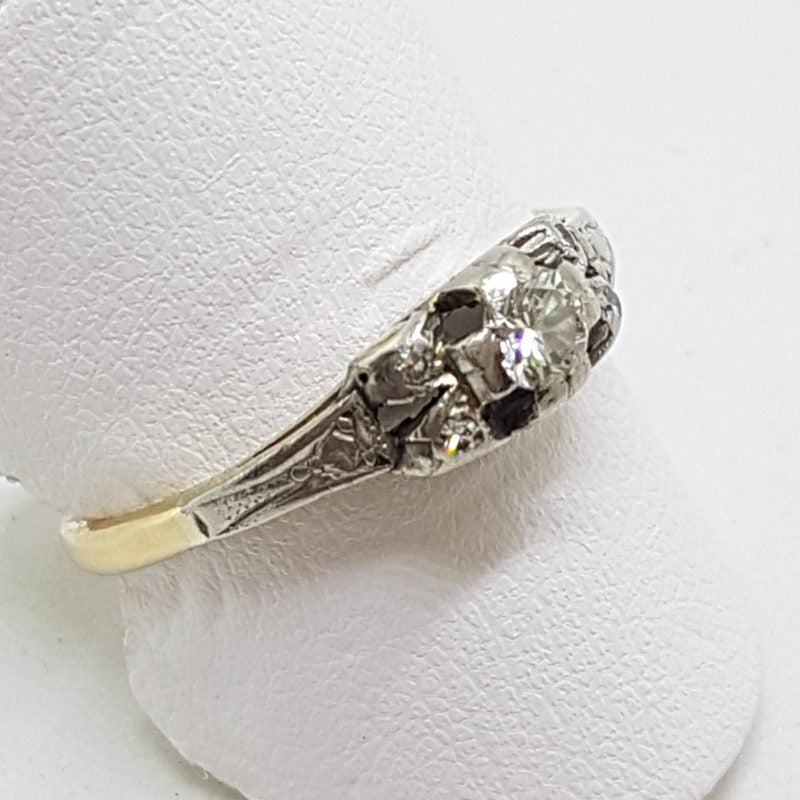 18ct Yellow Gold & Platinum Ornate Diamond Ring