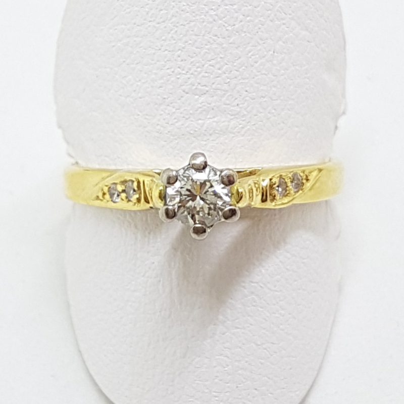 18ct Yellow Gold High Set Diamond Engagement Ring