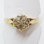 9ct Yellow Gold Round Diamond Cluster Ring
