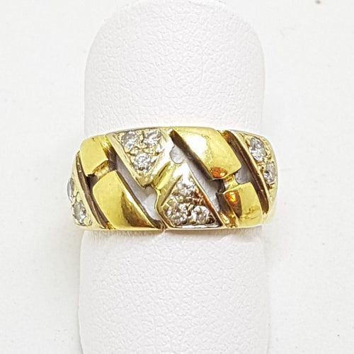 18ct Yellow Gold Wide Diamond Ring