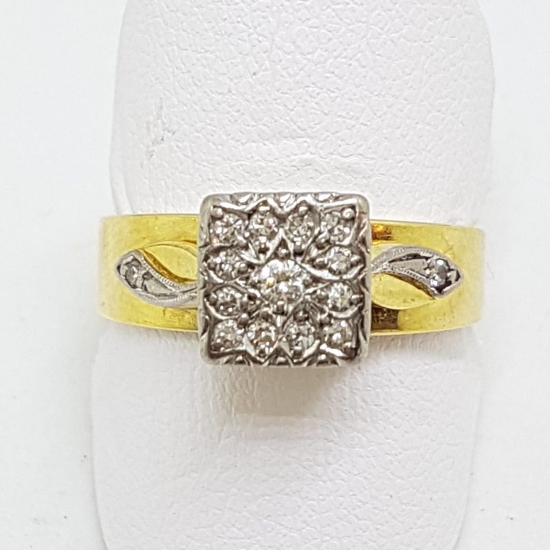 18ct Gold & Platinum Square Diamond Cluster Ring