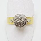 18ct Yellow Gold & Platinum Diamond High Round Cluster Ring