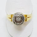 18ct Yellow Gold & Platinum Round Diamond Cluster High Set Engagement Ring