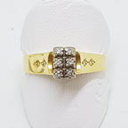 18ct Yellow Gold & Platinum Rectangular Diamond Cluster High Set Ring