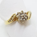 9ct Yellow Gold Diamond Flower Cluster Ring