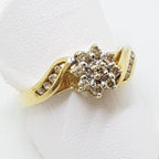 9ct Yellow Gold Diamond Flower Cluster Ring
