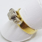 18ct Yellow Gold & Platinum Solitaire Diamond High Set Square Ring