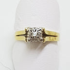9ct Yellow Gold Solitaire Diamond High Set Ring