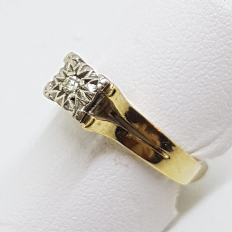 9ct Yellow Gold Solitaire Diamond High Set Ring