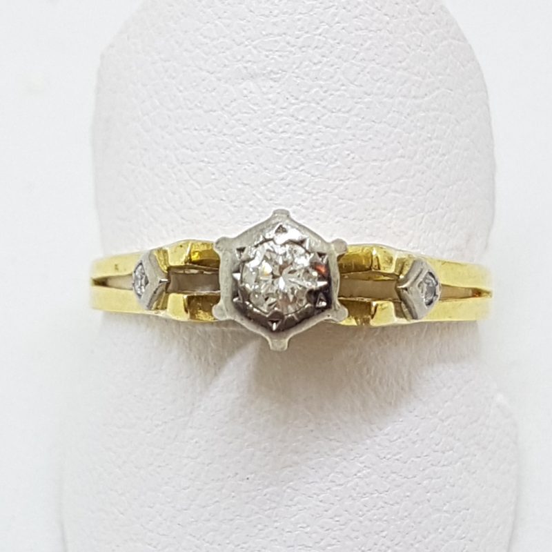 18ct Yellow Gold & Platinum Diamond High Set Engagement Ring