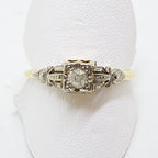 18ct Yellow Gold & Platinum Filigree Diamond Square Engagement Ring