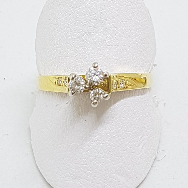 18ct Yellow Gold High Set Diamond Cluster Ring