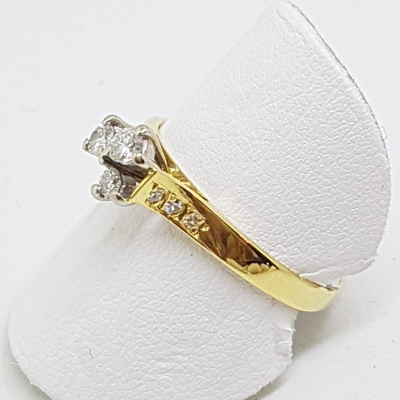 18ct Yellow Gold High Set Diamond Cluster Ring