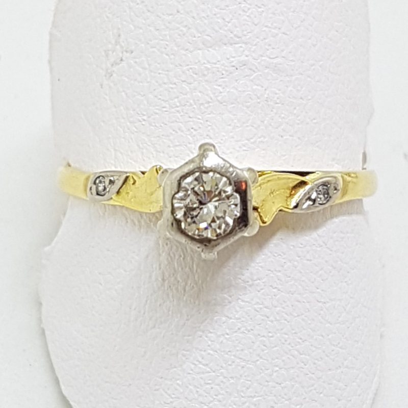 18ct Yellow Gold & Platinum High Set Diamond Engagement Ring