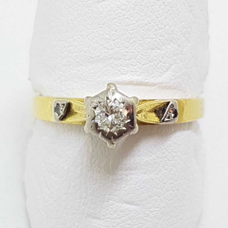 18ct Yellow Gold & Platinum High Set Diamond Engagement Ring