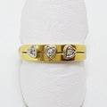 18ct Yellow Gold &amp; Platinum Heart Design 3 Diamond Wedding Ring