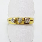18ct Yellow Gold &amp; Platinum Heart Design 3 Diamond Wedding Ring