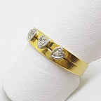 18ct Yellow Gold &amp; Platinum Heart Design 3 Diamond Wedding Ring
