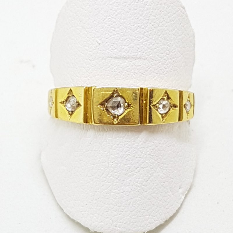 18ct Yellow Gold Rose Cut Diamond Bridge Set Ring
