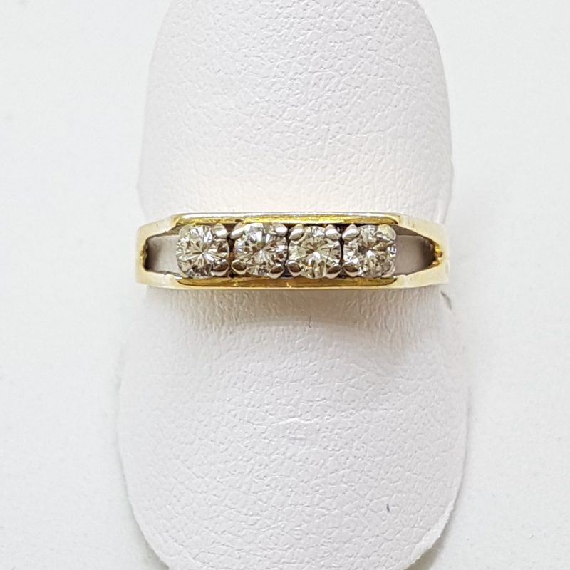 18ct Yellow Gold Claw Set 4 Diamond Ring