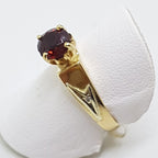 9ct Yellow Gold Round Claw Set Garnet and Diamond Ring